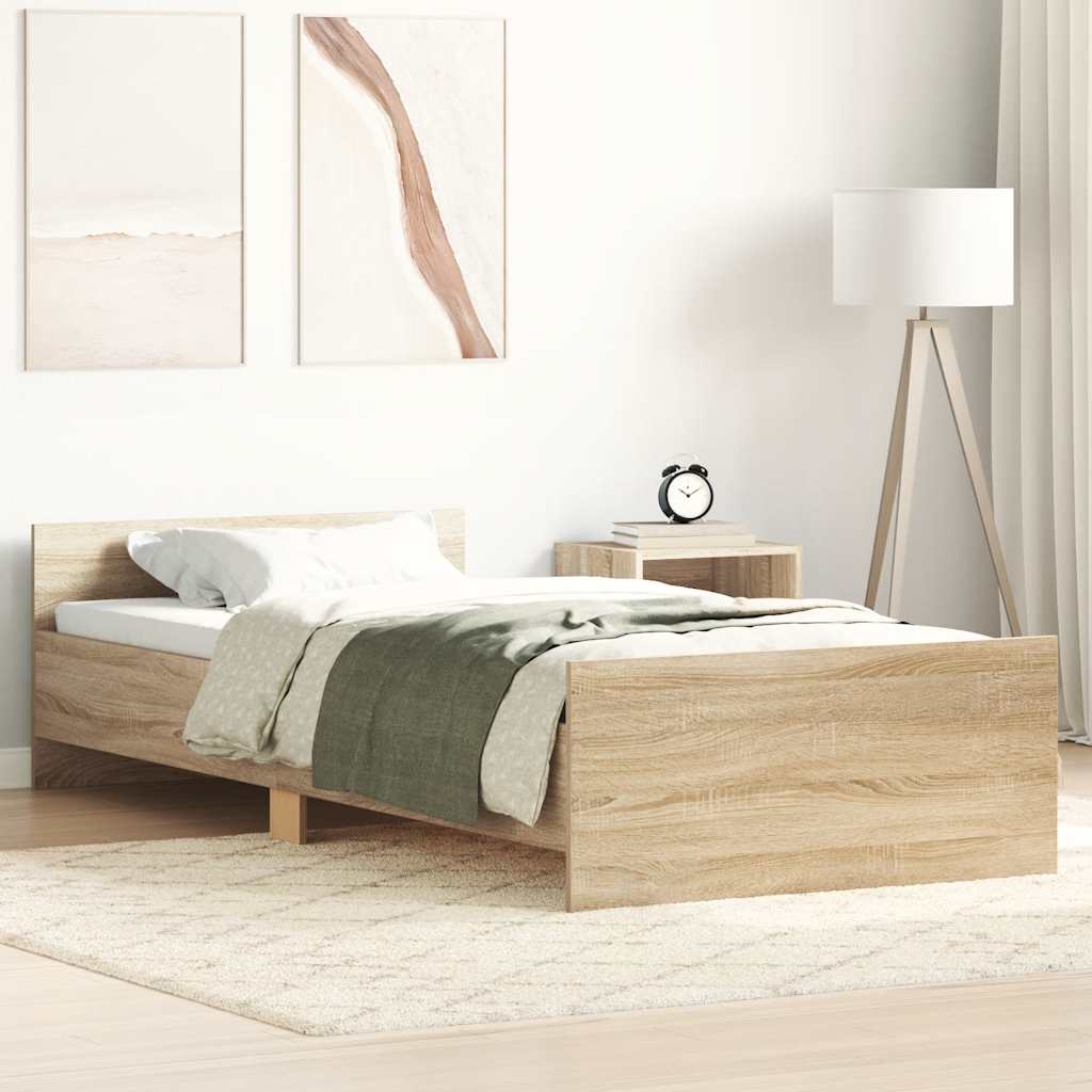 vidaXL Łóżko bez materaca, dąb sonoma, 75x190 cm