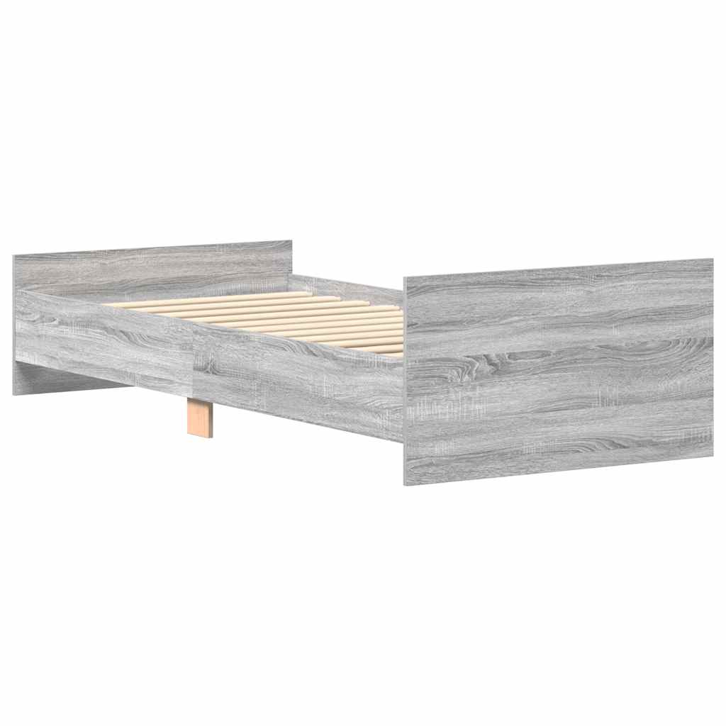 vidaXL Rama łóżka, szary dąb sonoma 75x190 cm, materiał drewnopochodny