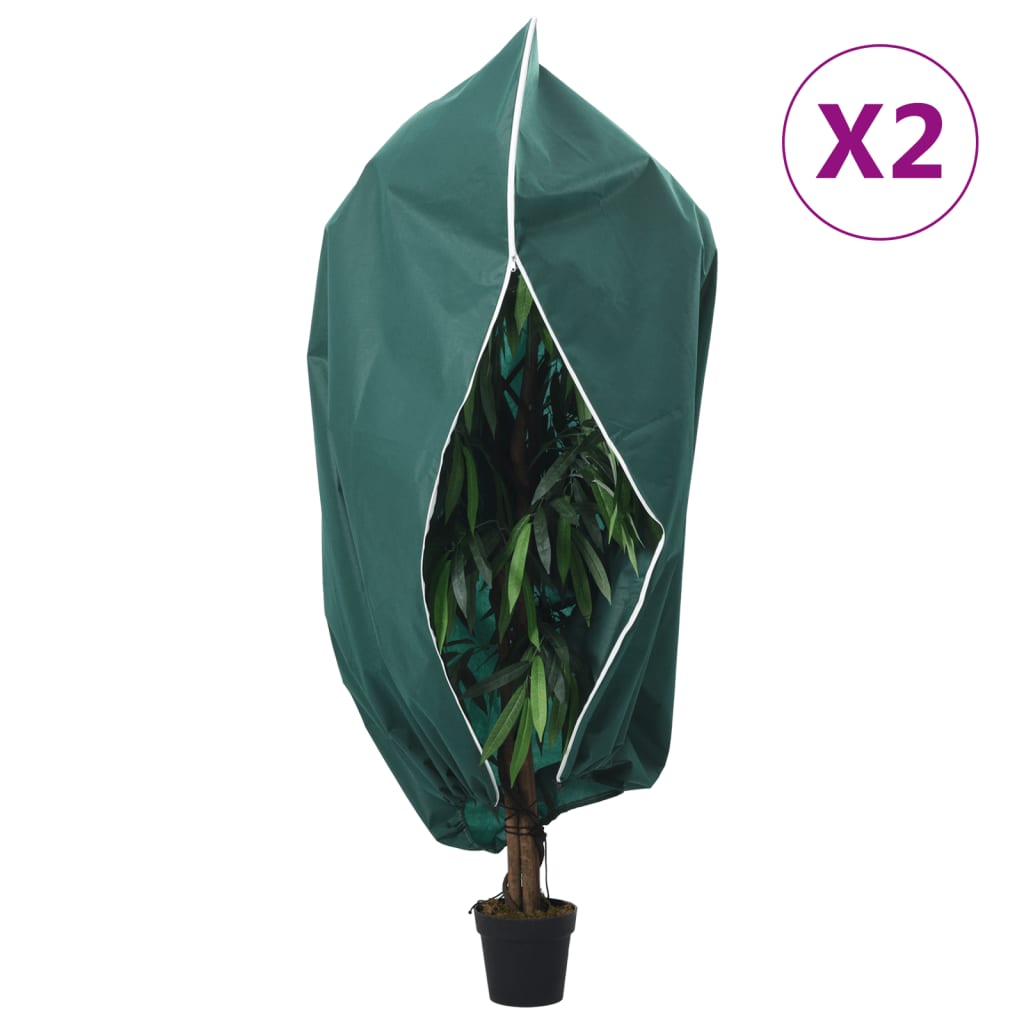 vidaXL Kaptury ochronne na rośliny, suwak, 2 szt., 70 g/m² 1,55x1,55 m