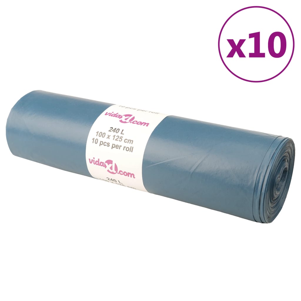 vidaXL Worki na śmieci, 100 szt., niebieskie, 240 L
