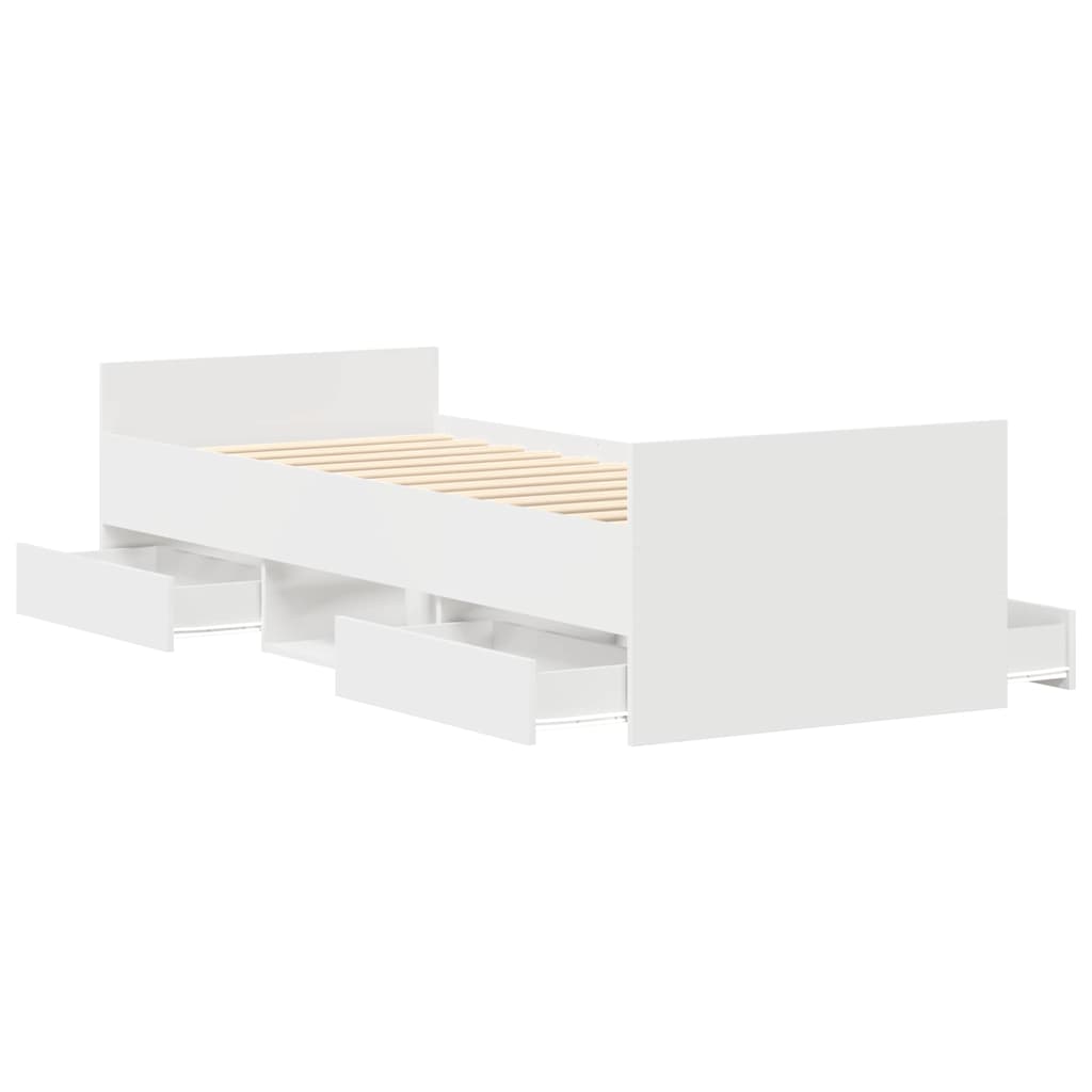 vidaXL Rama łóżka z wezgłowiem i zanóżkiem, biała, 100x200 cm