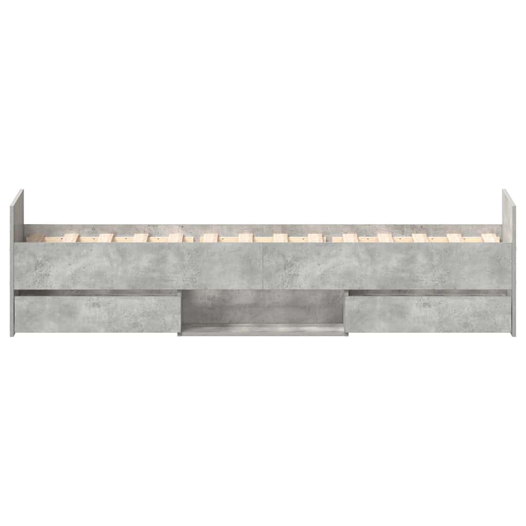 vidaXL Rama łóżka z wezgłowiem i zanóżkiem, szarość betonu, 100x200 cm