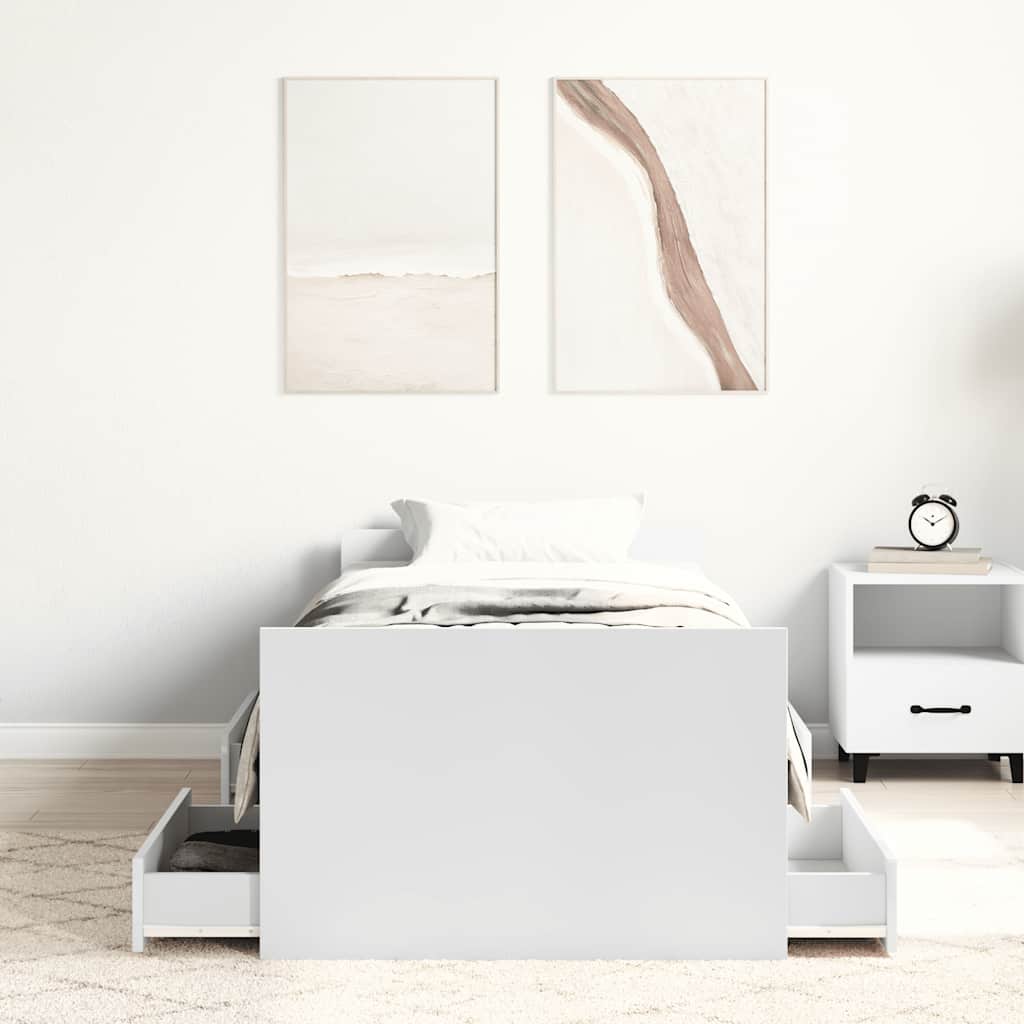 vidaXL Rama łóżka z wezgłowiem i zanóżkiem, biała, 90x190 cm