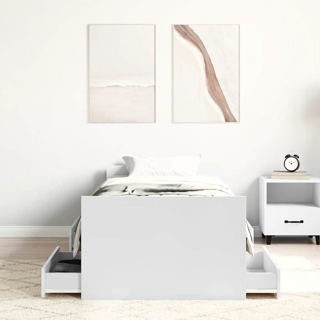 vidaXL Rama łóżka z wezgłowiem i zanóżkiem, biała, 75x190 cm