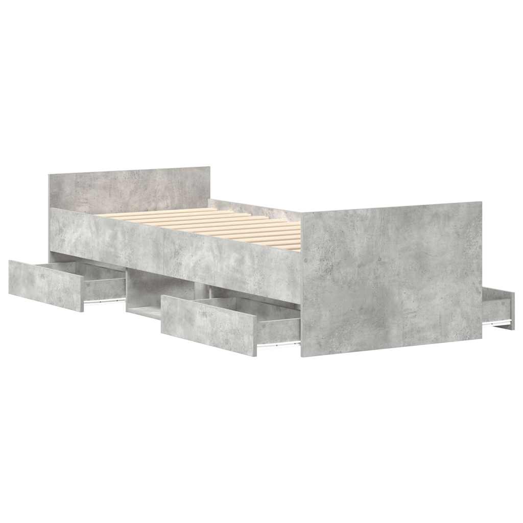 vidaXL Rama łóżka z wezgłowiem i zanóżkiem, szarość betonu, 75x190 cm