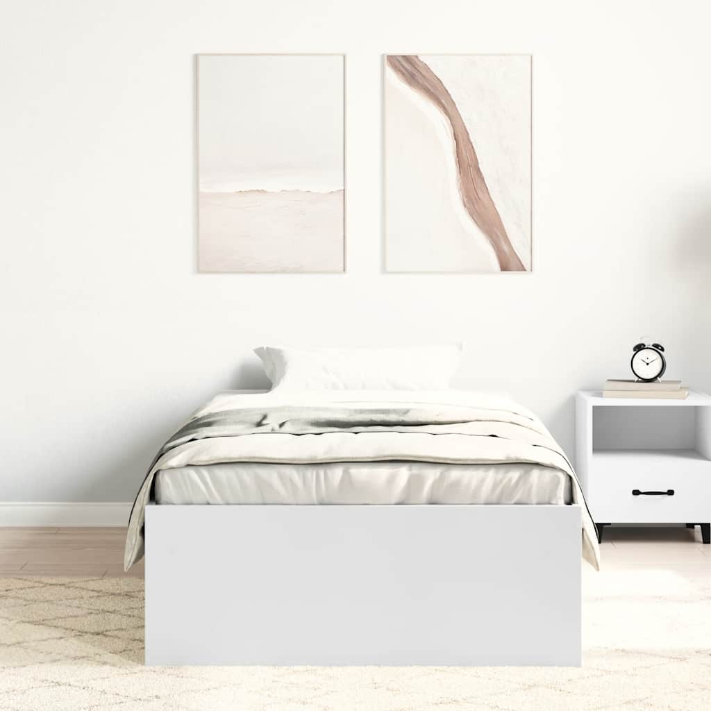 vidaXL Rama łóżka, biała, 90x200 cm