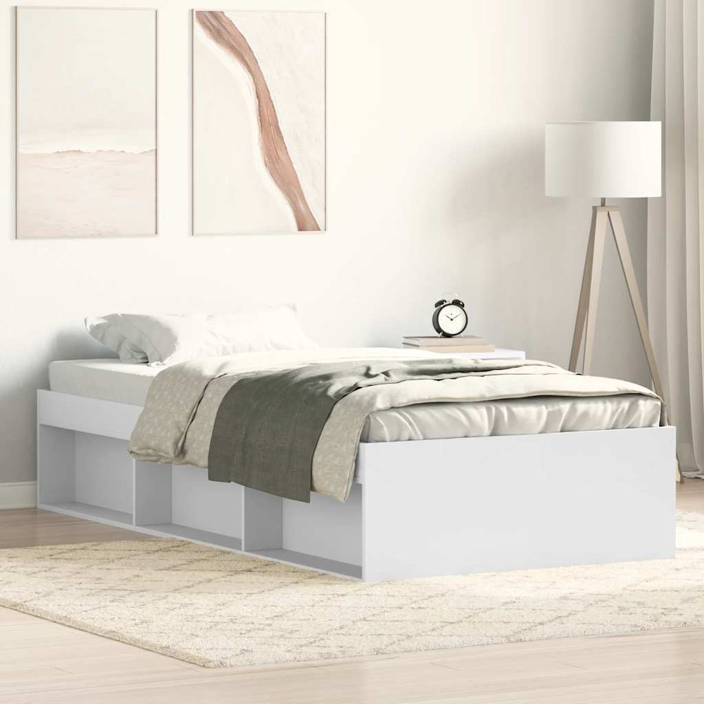 vidaXL Rama łóżka, biała, 75x190 cm, mała pojedyncza