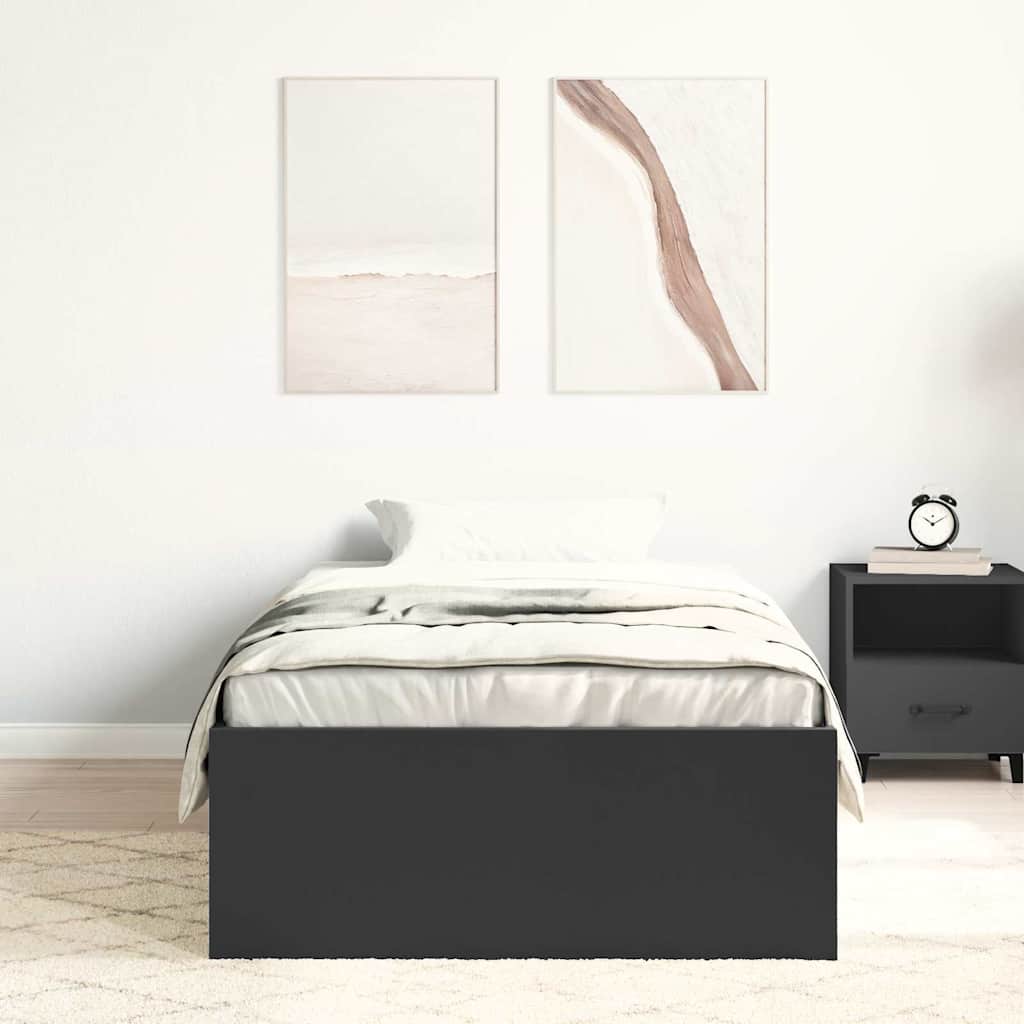 vidaXL Rama łóżka, czarna, 75x190 cm, mała pojedyncza