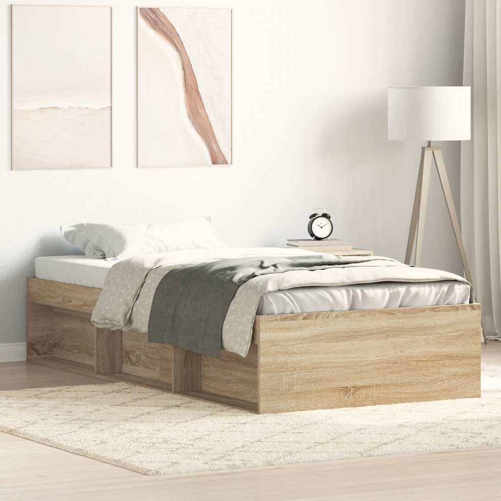 vidaXL Rama łóżka, dąb sonoma, 75x190 cm, mała pojedyncza
