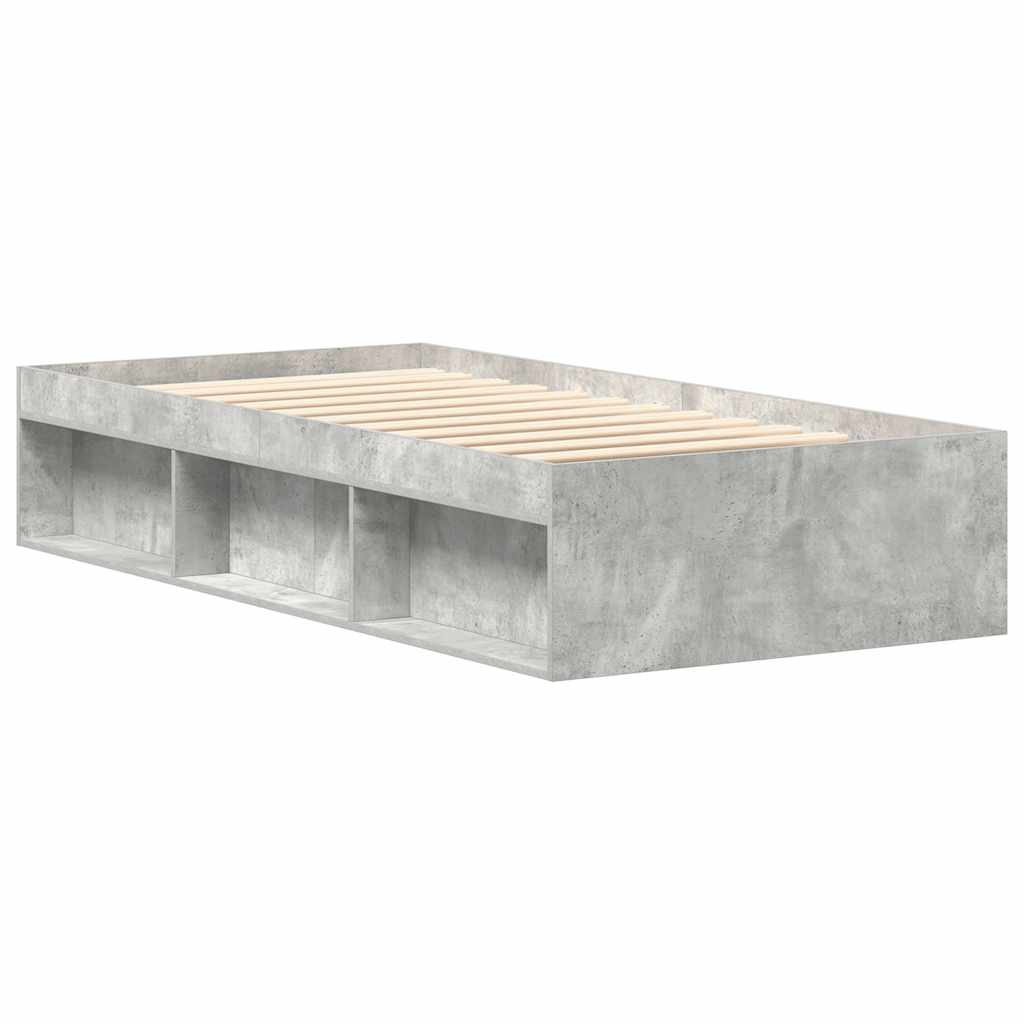 vidaXL Rama łóżka, szarość betonu, 75x190 cm, mała pojedyncza