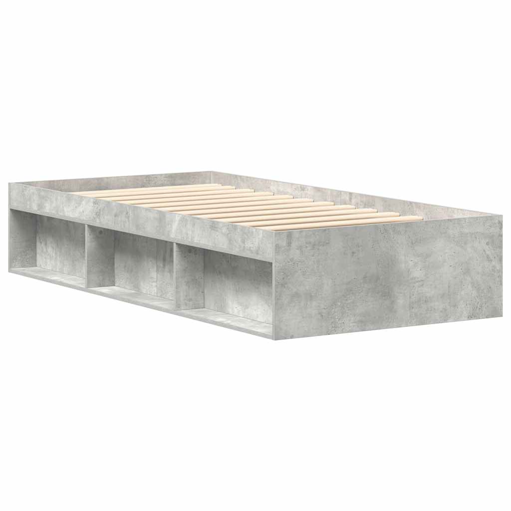 vidaXL Rama łóżka, szarość betonu, 75x190 cm, mała pojedyncza