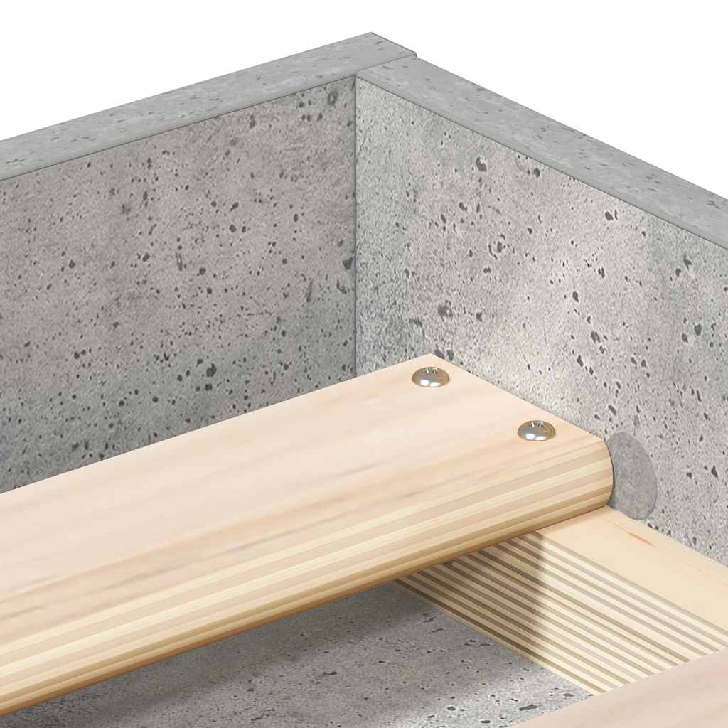 vidaXL Rama łóżka, szarość betonu, 75x190 cm, mała pojedyncza