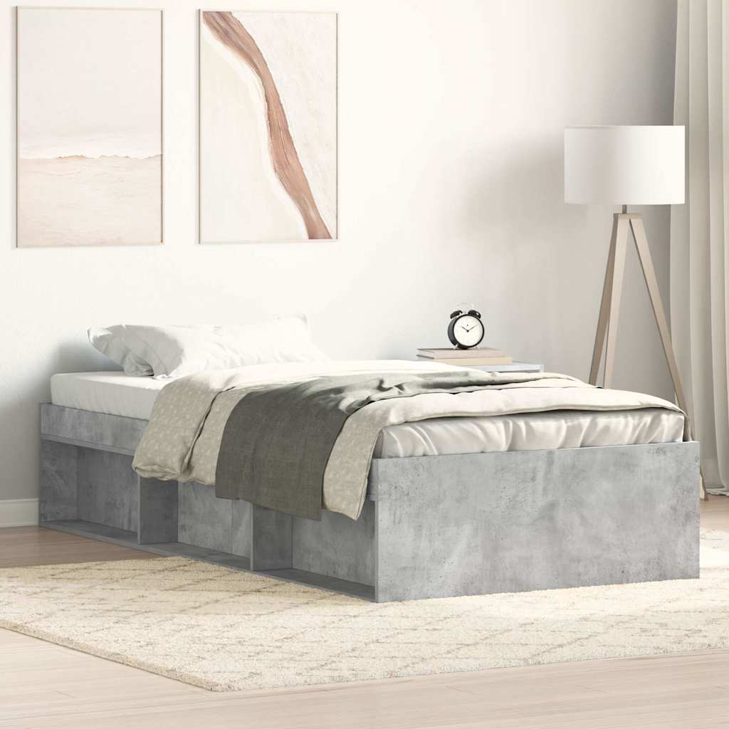 vidaXL Rama łóżka, szarość betonu, 75x190 cm, mała pojedyncza