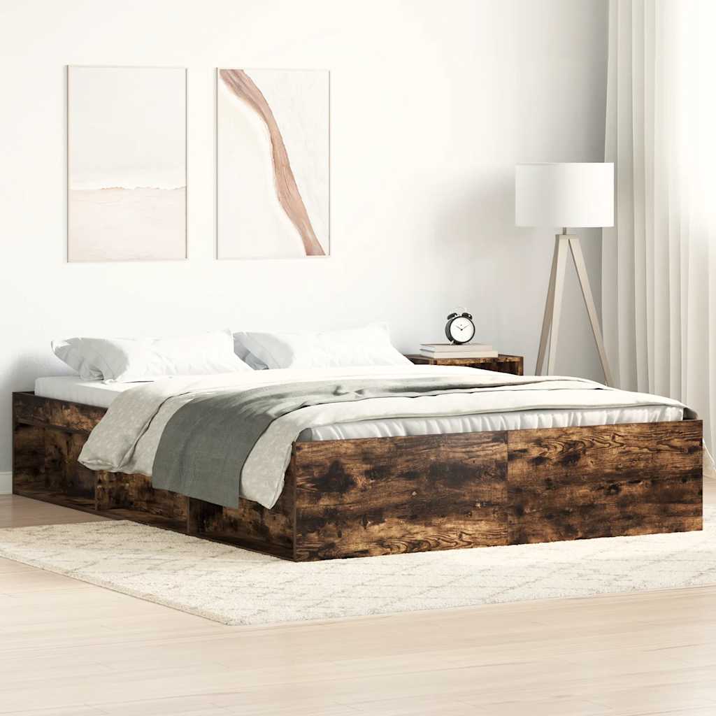 vidaXL Rama łóżka, przydymiony dąb, 120x200 cm