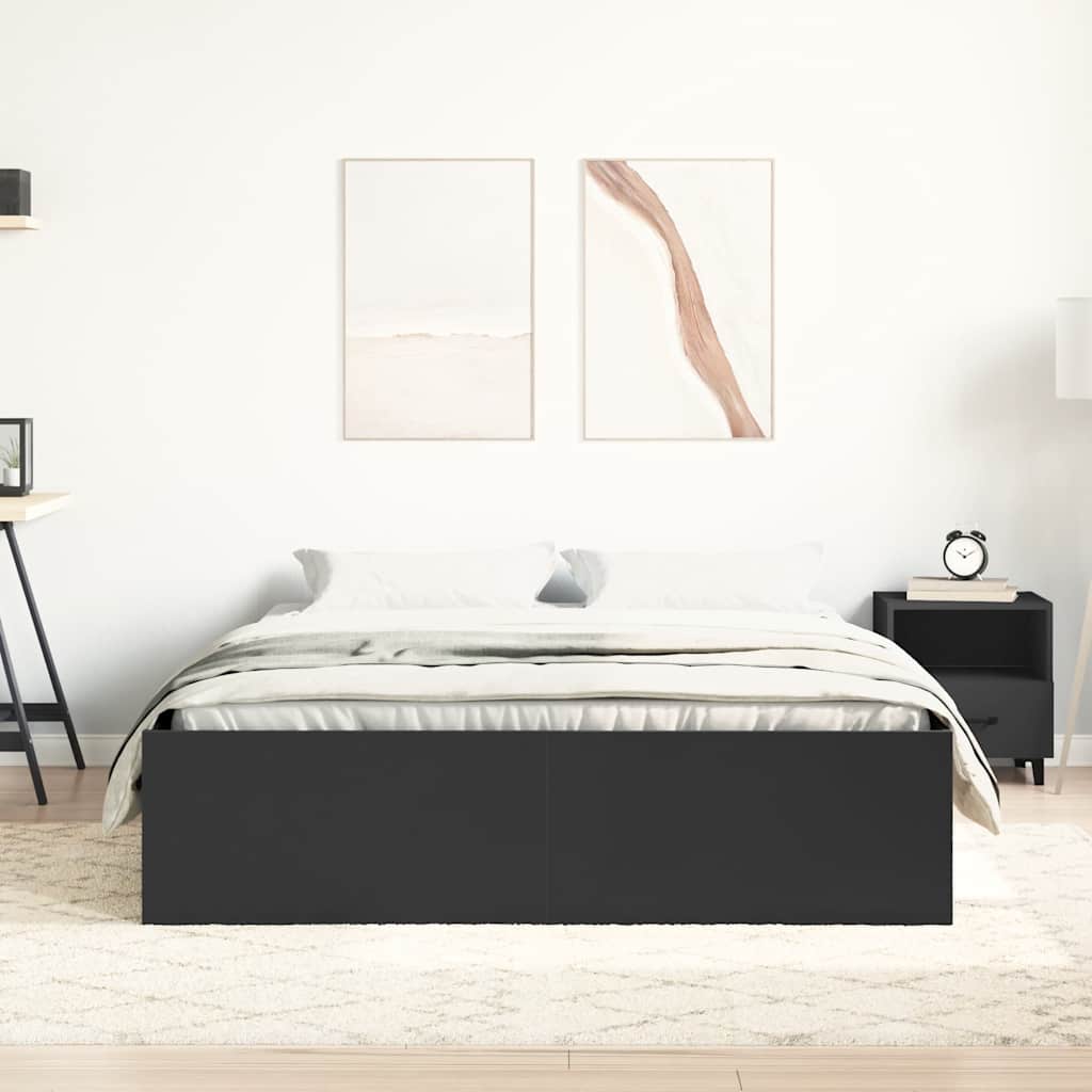 vidaXL Rama łóżka, czarna, 140x200 cm