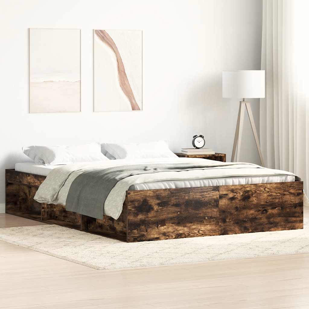 vidaXL Rama łóżka, przydymiony dąb, 140x200 cm