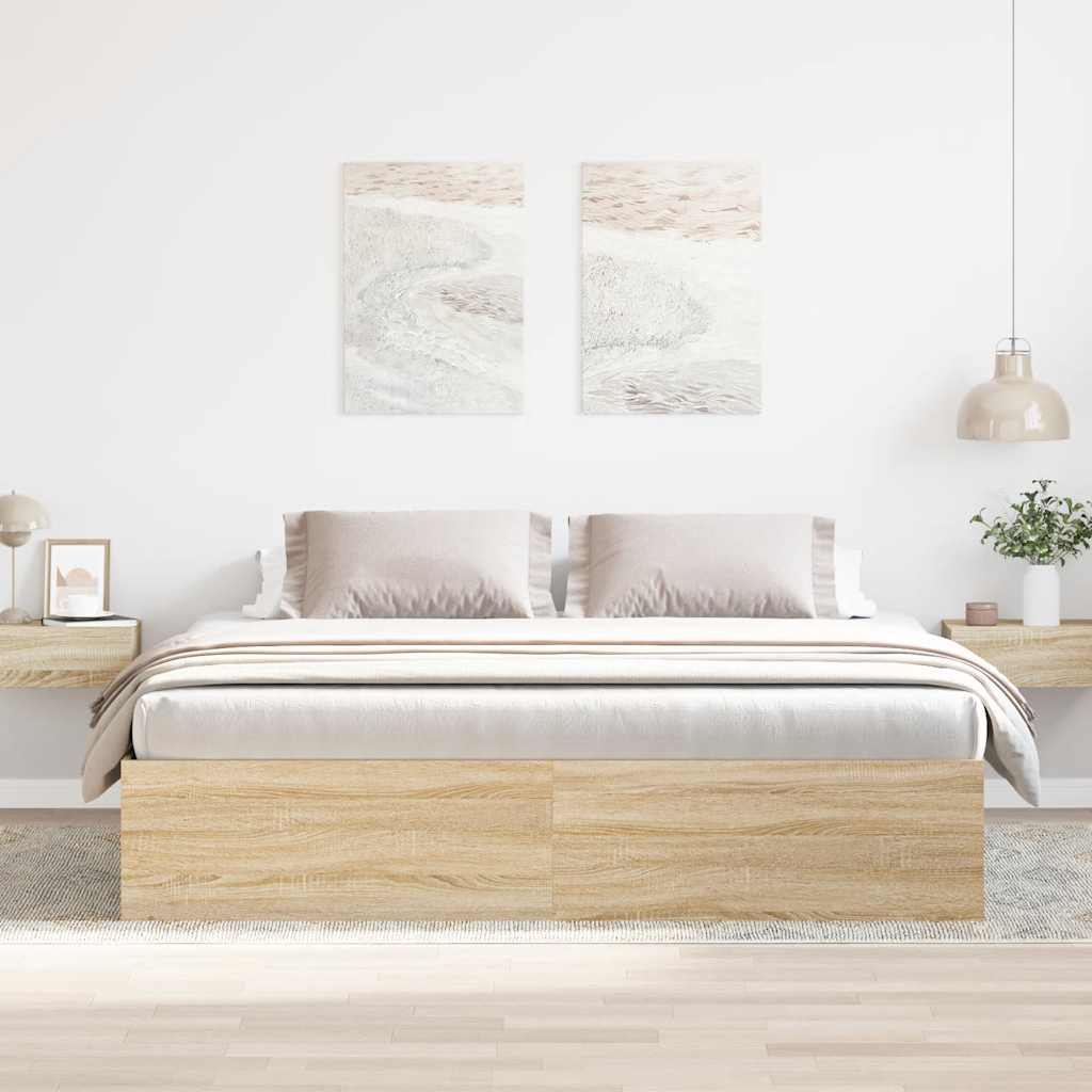 vidaXL Rama łóżka, dąb sonoma, 180x200 cm, super king size
