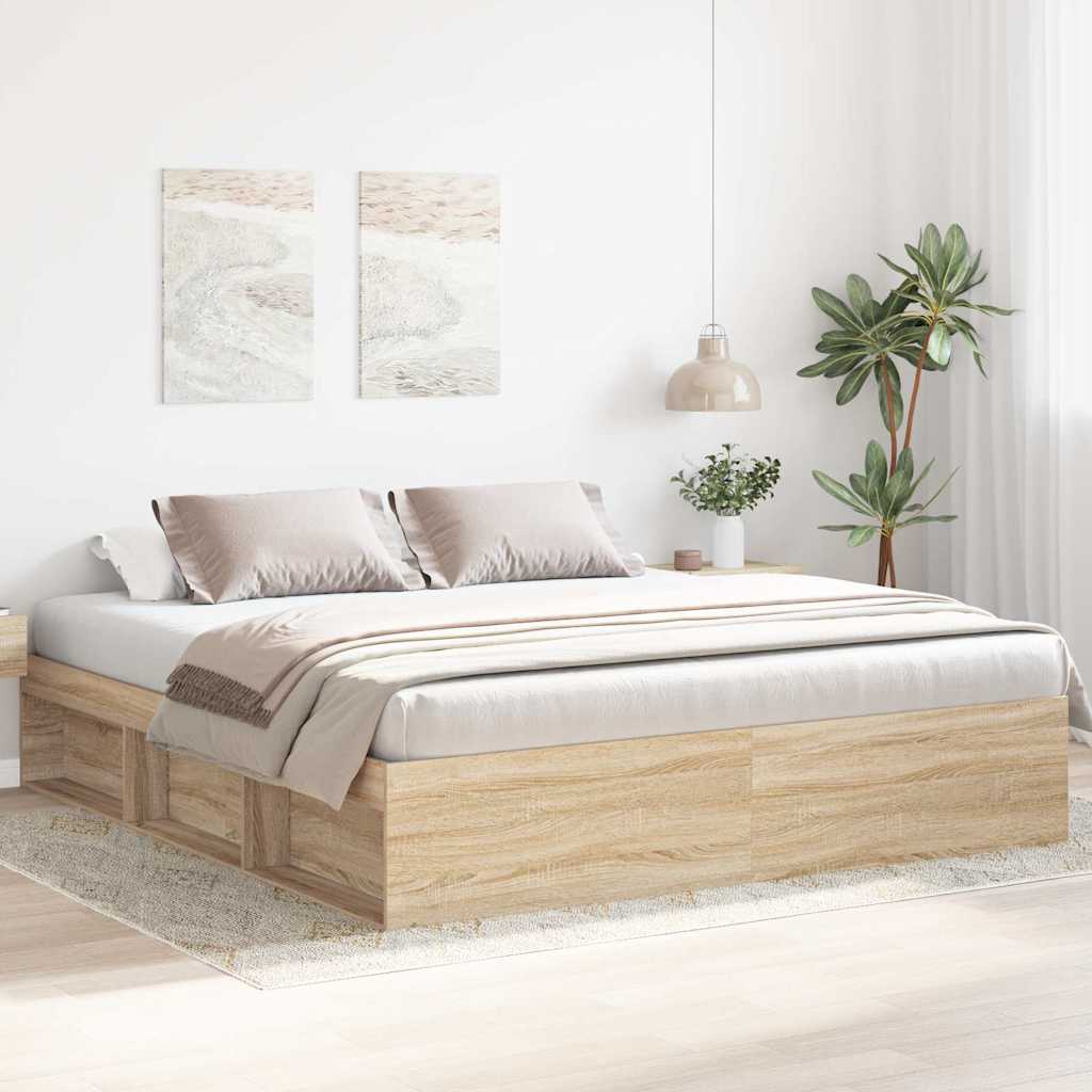 vidaXL Rama łóżka, dąb sonoma, 180x200 cm, super king size
