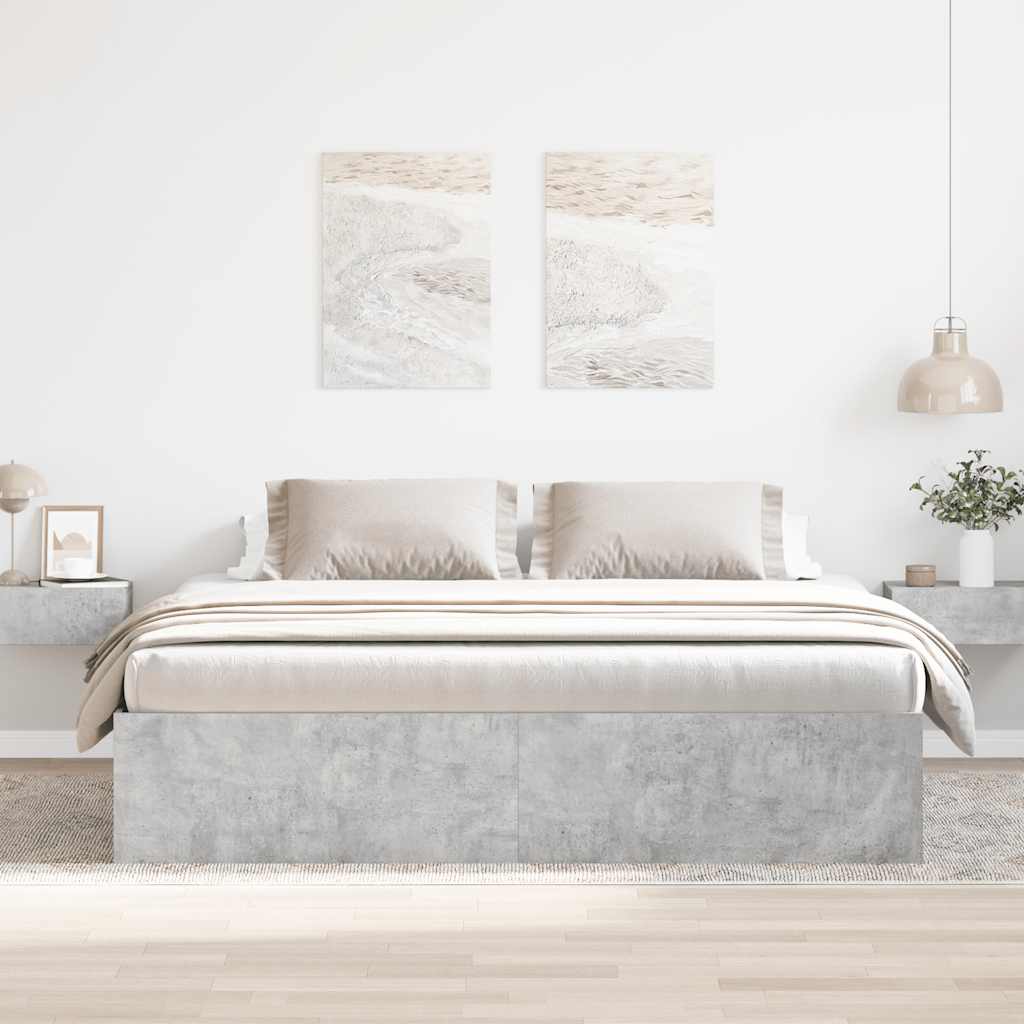 vidaXL Rama łóżka, szarość betonu, 180x200 cm, super king size
