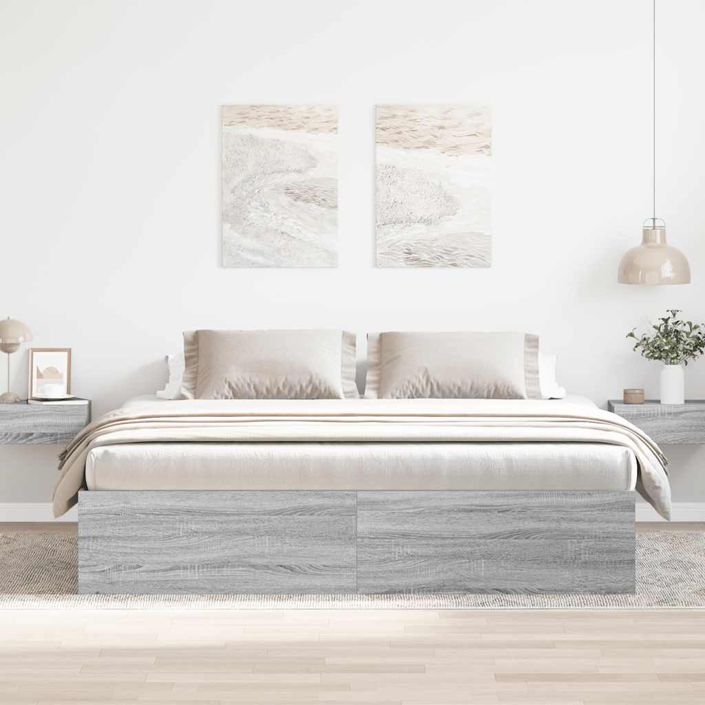 vidaXL Rama łóżka, szary dąb sonoma, 180x200 cm, super king size