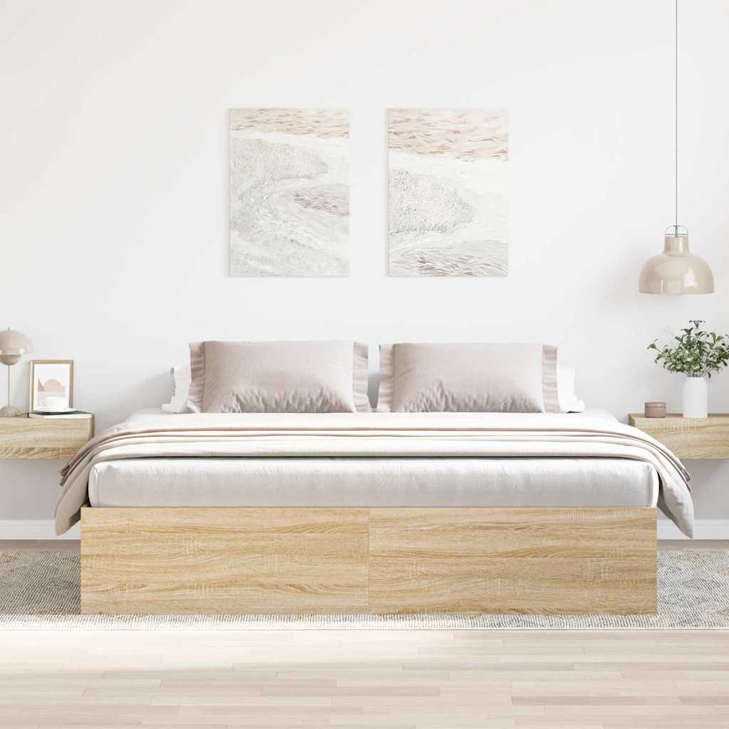 vidaXL Rama łóżka, dąb sonoma, 200x200 cm