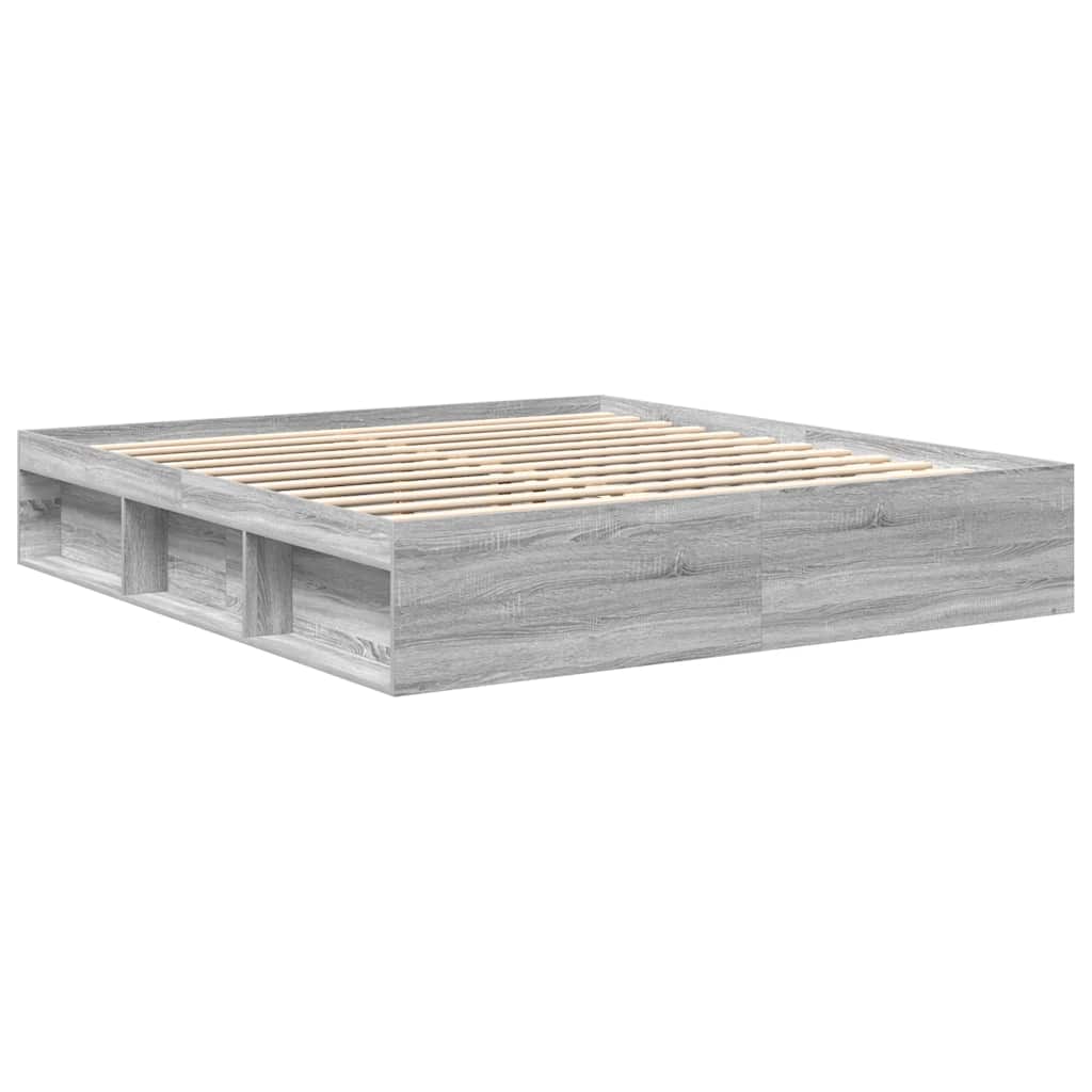 vidaXL Rama łóżka, szary dąb sonoma, 200x200 cm