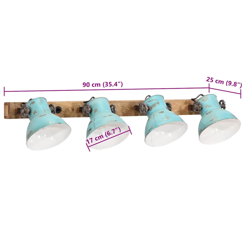 vidaXL Kinkiet, 25 W, postarzany niebieski, 90x25 cm, E27