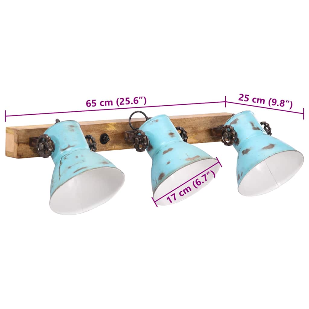vidaXL Kinkiet, 25 W, postarzany niebieski, 65x25 cm, E27