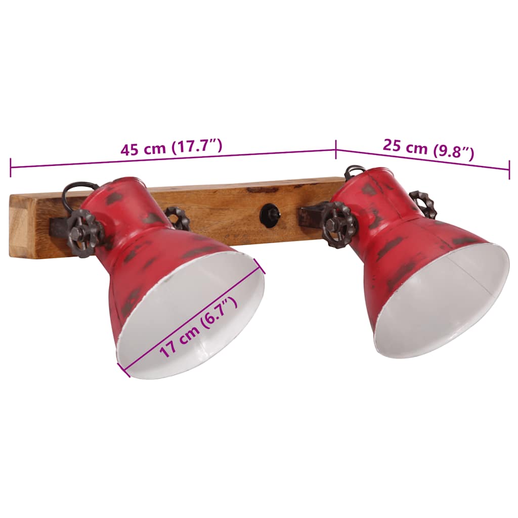 vidaXL Kinkiet, 25 W, postarzany czerwony, 45x25 cm, E27