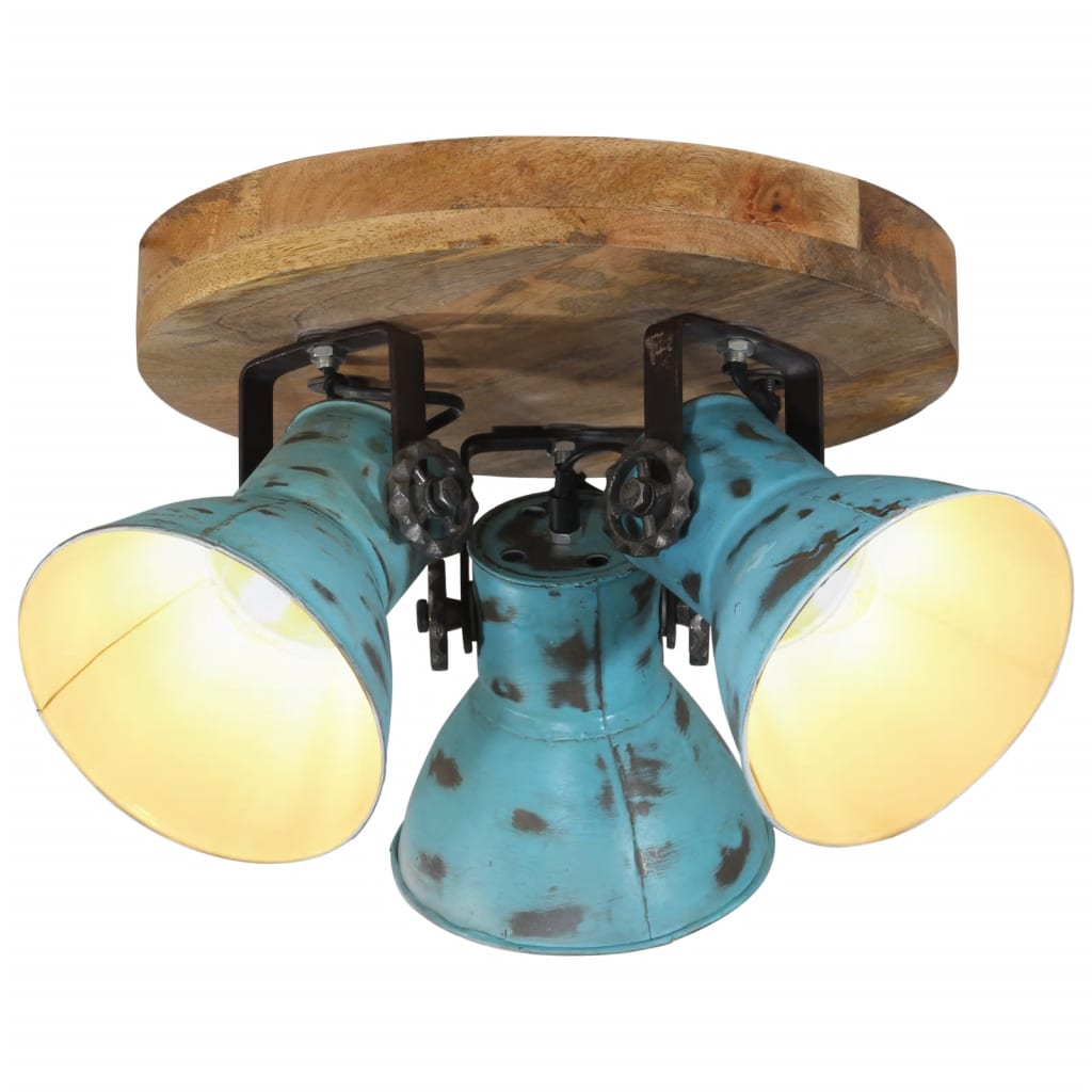 vidaXL Lampa sufitowa, 25 W, postarzany niebieski, 35x35x25 cm, E27