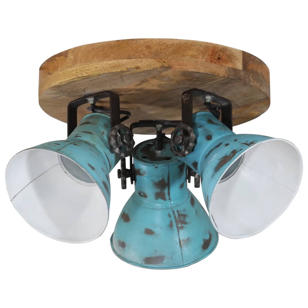 vidaXL Lampa sufitowa, 25 W, postarzany niebieski, 35x35x25 cm, E27