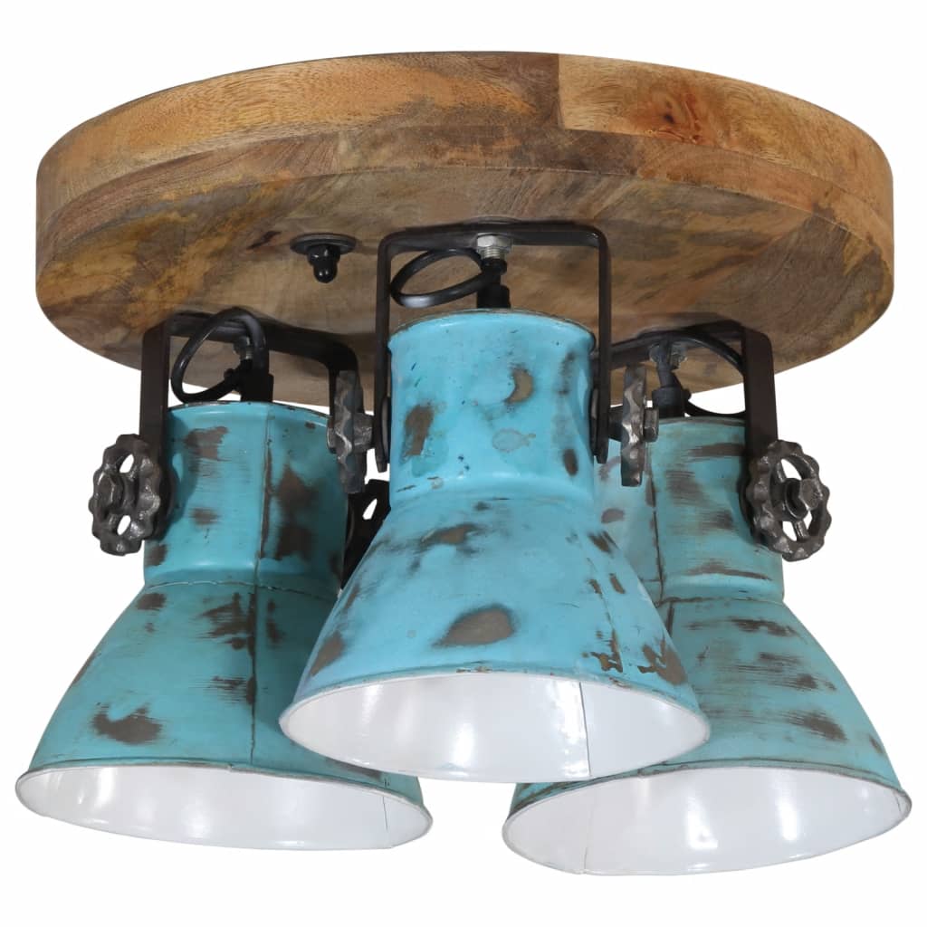 vidaXL Lampa sufitowa, 25 W, postarzany niebieski, 35x35x25 cm, E27