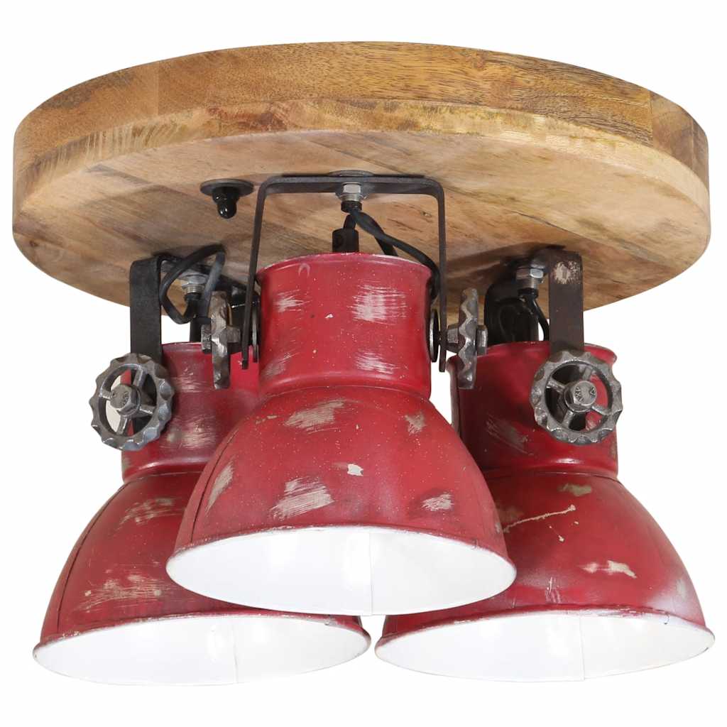 vidaXL Lampa sufitowa, 25 W, postarzany czerwony, 35x35x25 cm, E27