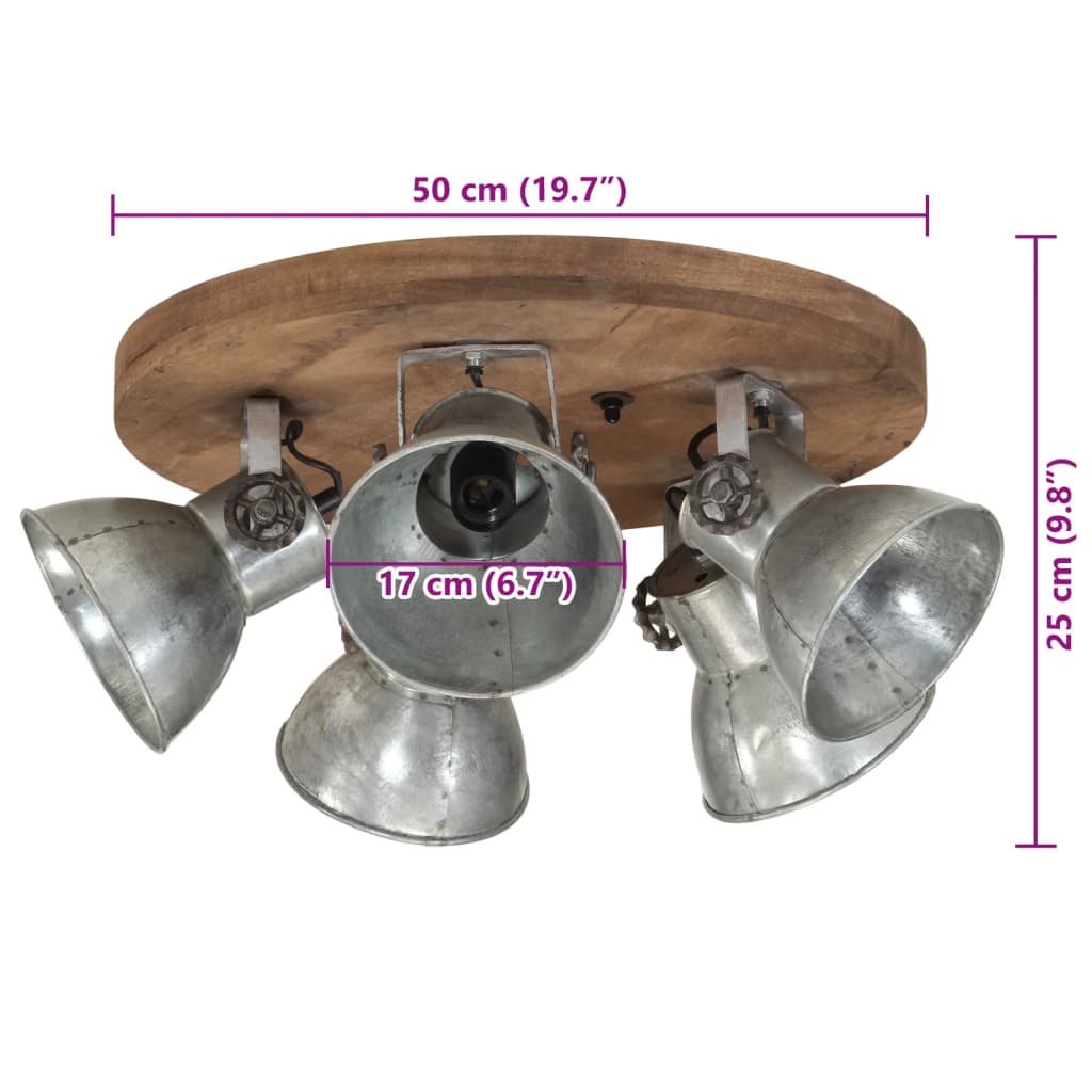vidaXL Lampa sufitowa 25 W, srebro vintage, 50x50x25 cm, E27