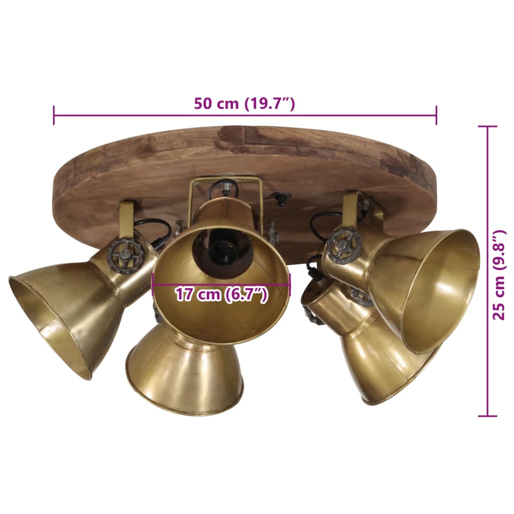 vidaXL Lampa sufitowa, 25 W, antyczny mosiądz, 50x50x25 cm, E27