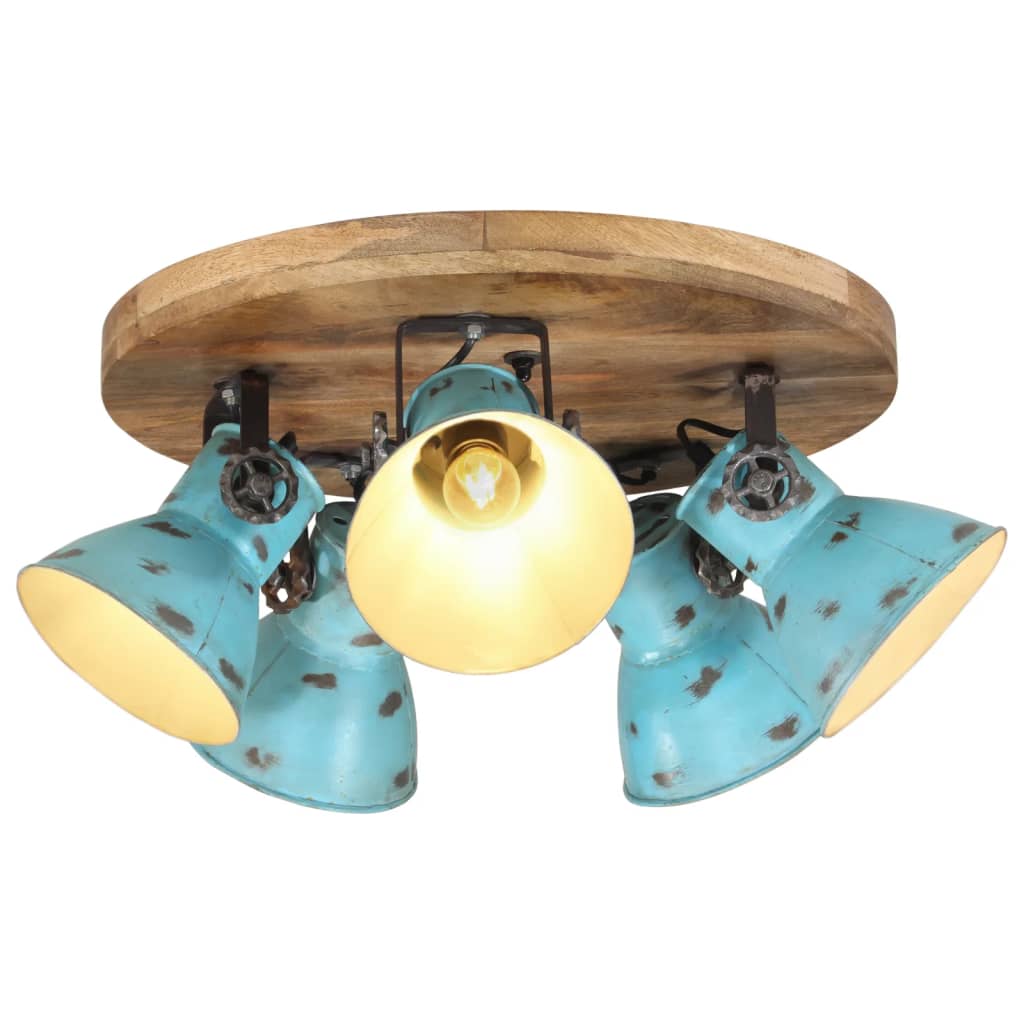 vidaXL Lampa sufitowa, 25 W, postarzany niebieski, 50x50x25 cm, E27