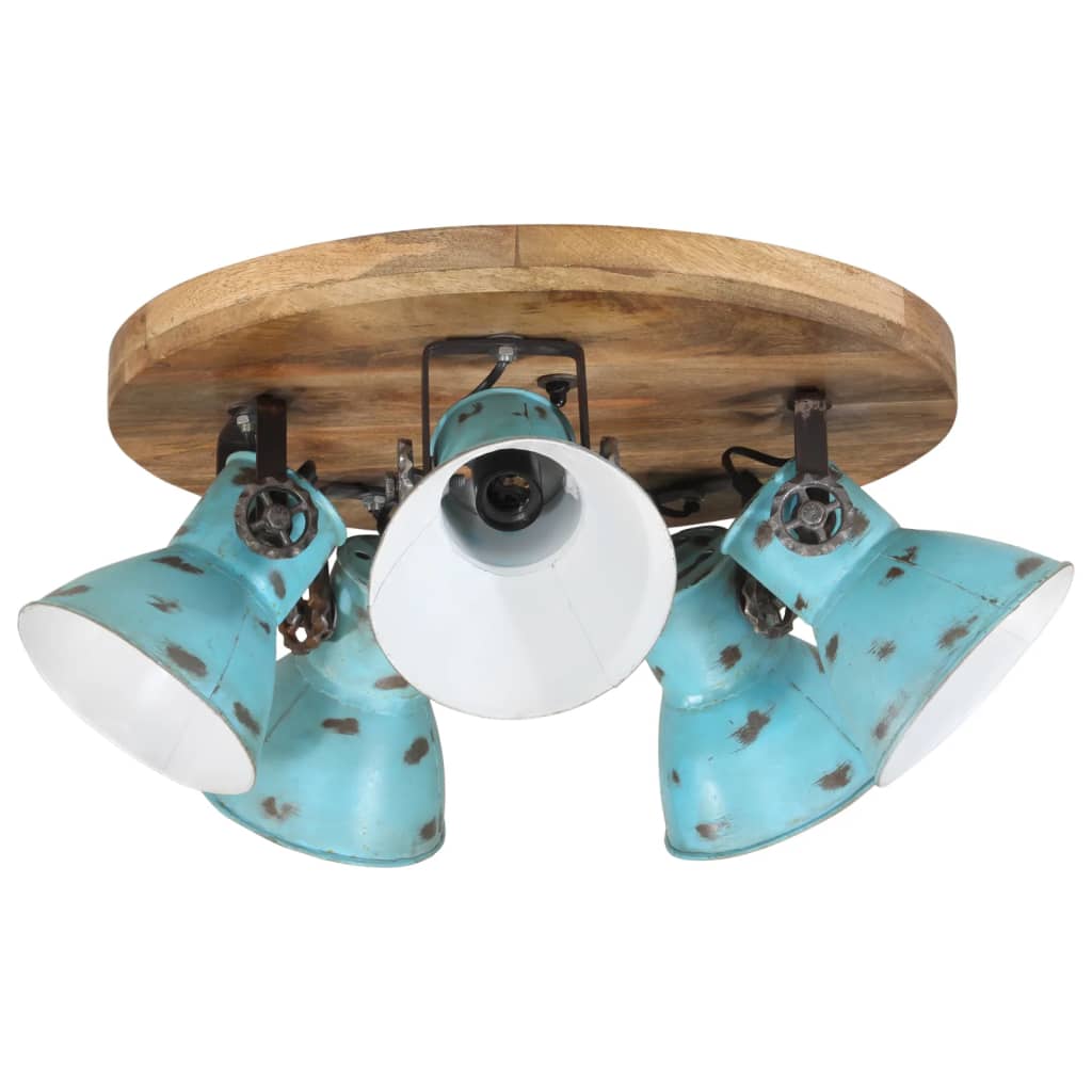 vidaXL Lampa sufitowa, 25 W, postarzany niebieski, 50x50x25 cm, E27