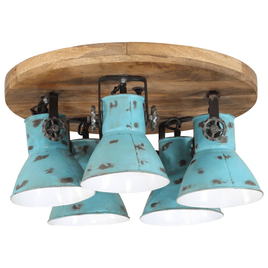 vidaXL Lampa sufitowa, 25 W, postarzany niebieski, 50x50x25 cm, E27