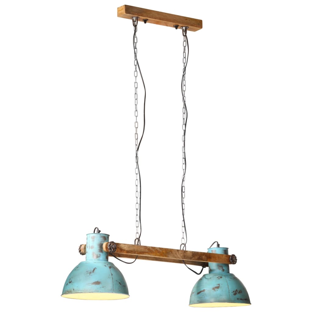 vidaXL Lampa wisząca, 25 W, postarzany niebieski, 85x28x109 cm, E27