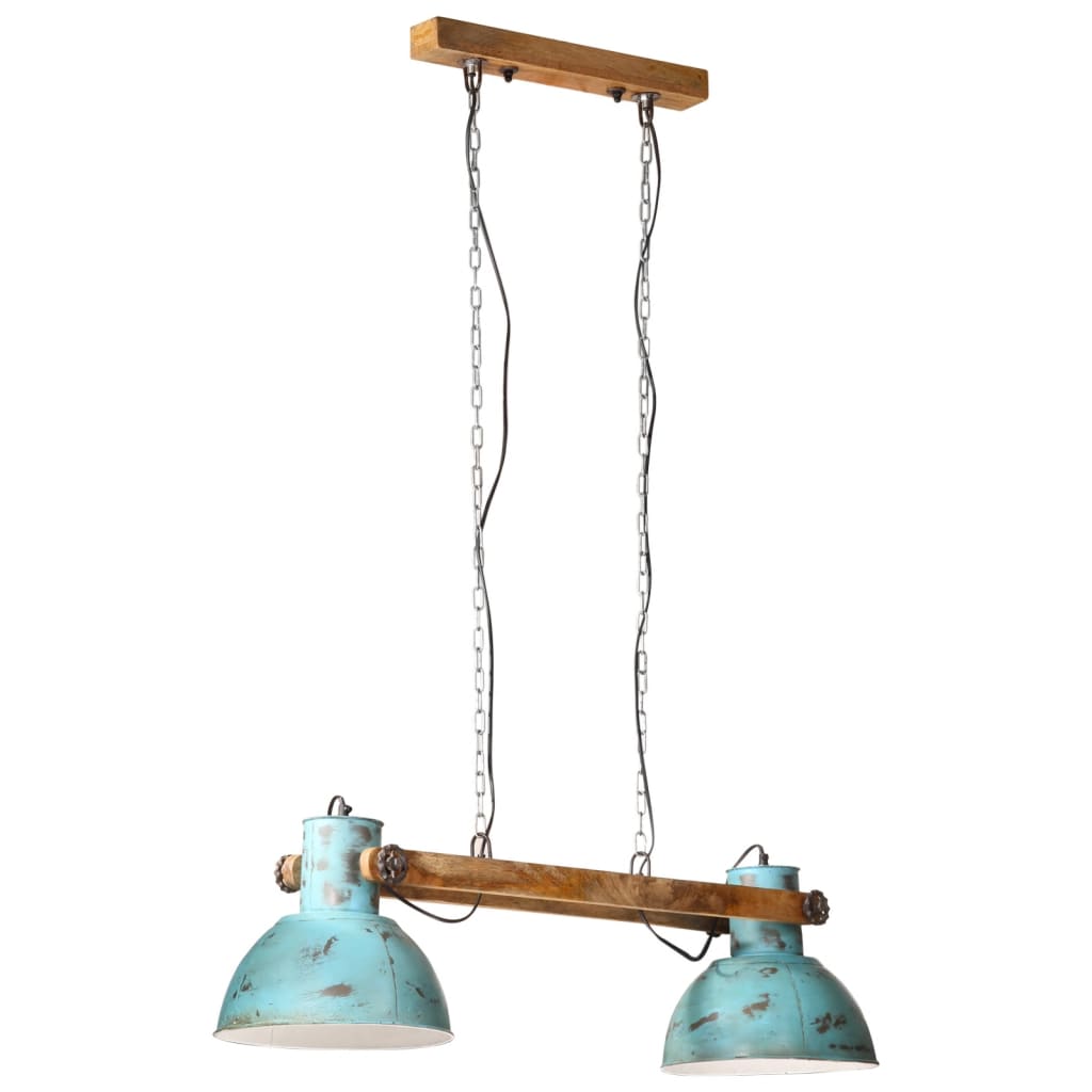 vidaXL Lampa wisząca, 25 W, postarzany niebieski, 85x28x109 cm, E27