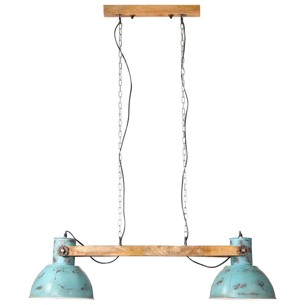 vidaXL Lampa wisząca, 25 W, postarzany niebieski, 85x28x109 cm, E27