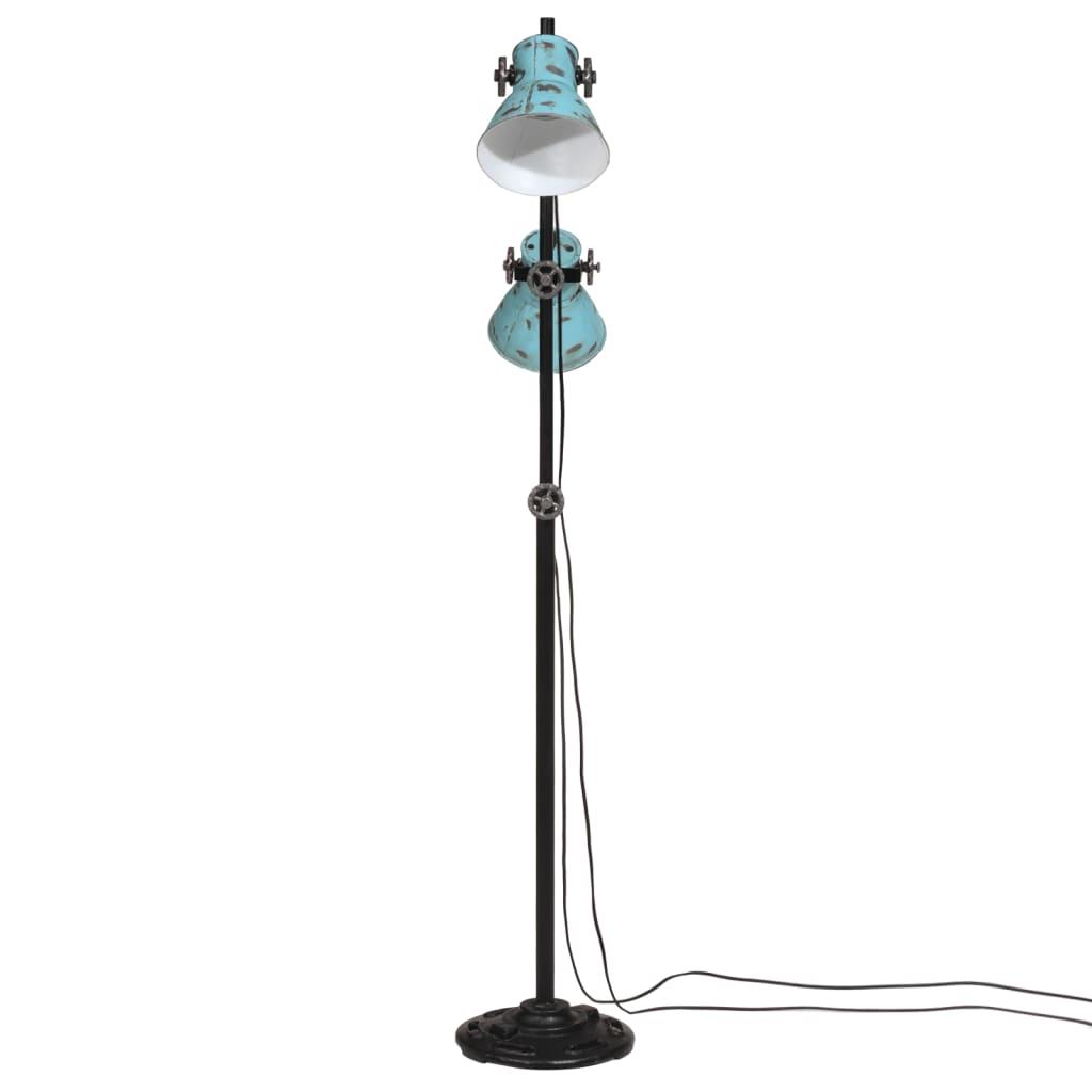 vidaXL Lampa stojąca, 25 W, postarzany niebieski, 25x25x90/140 cm, E27