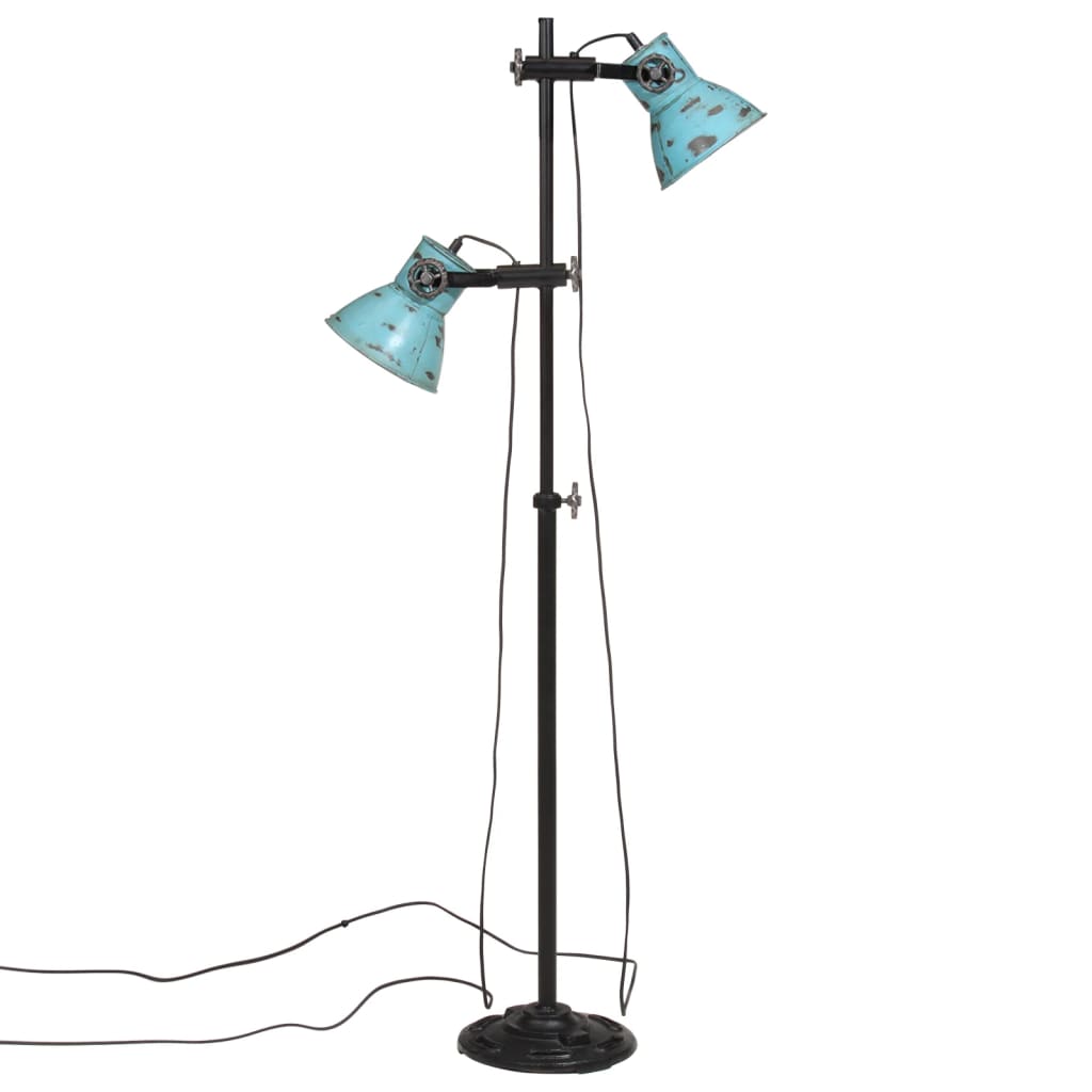 vidaXL Lampa stojąca, 25 W, postarzany niebieski, 25x25x90/140 cm, E27
