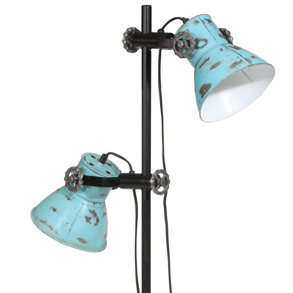 vidaXL Lampa stojąca, 25 W, postarzany niebieski, 25x25x90/140 cm, E27