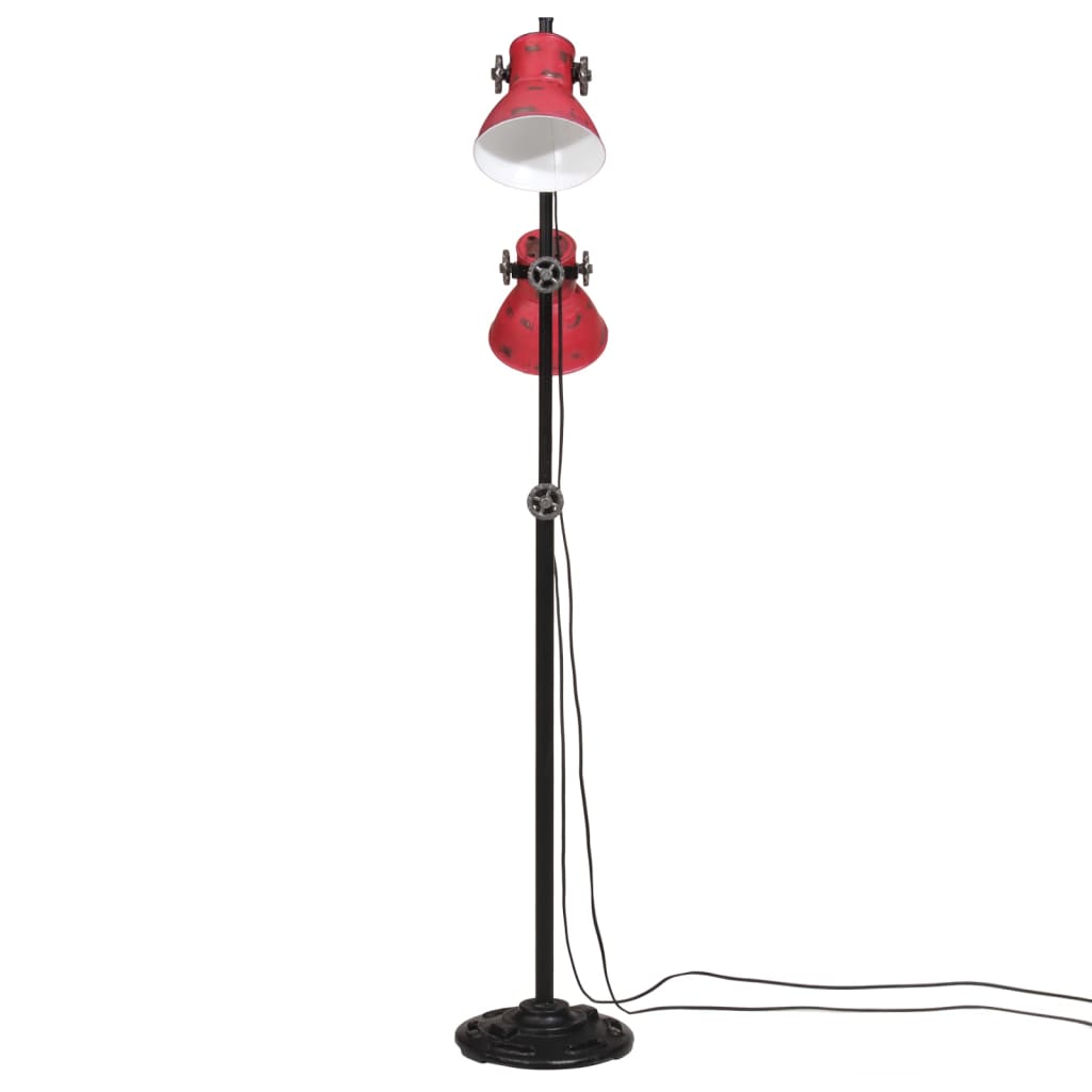 vidaXL Lampa stojąca, 25 W, postarzany czerwony, 25x25x90/160 cm, E27