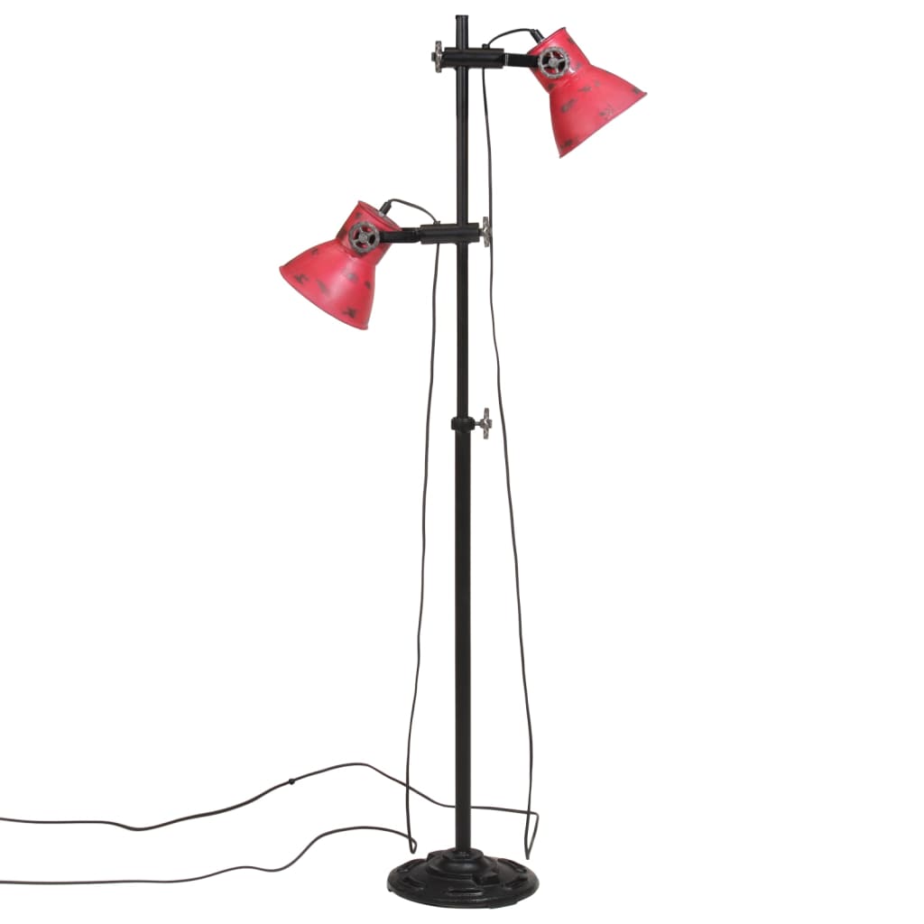 vidaXL Lampa stojąca, 25 W, postarzany czerwony, 25x25x90/160 cm, E27
