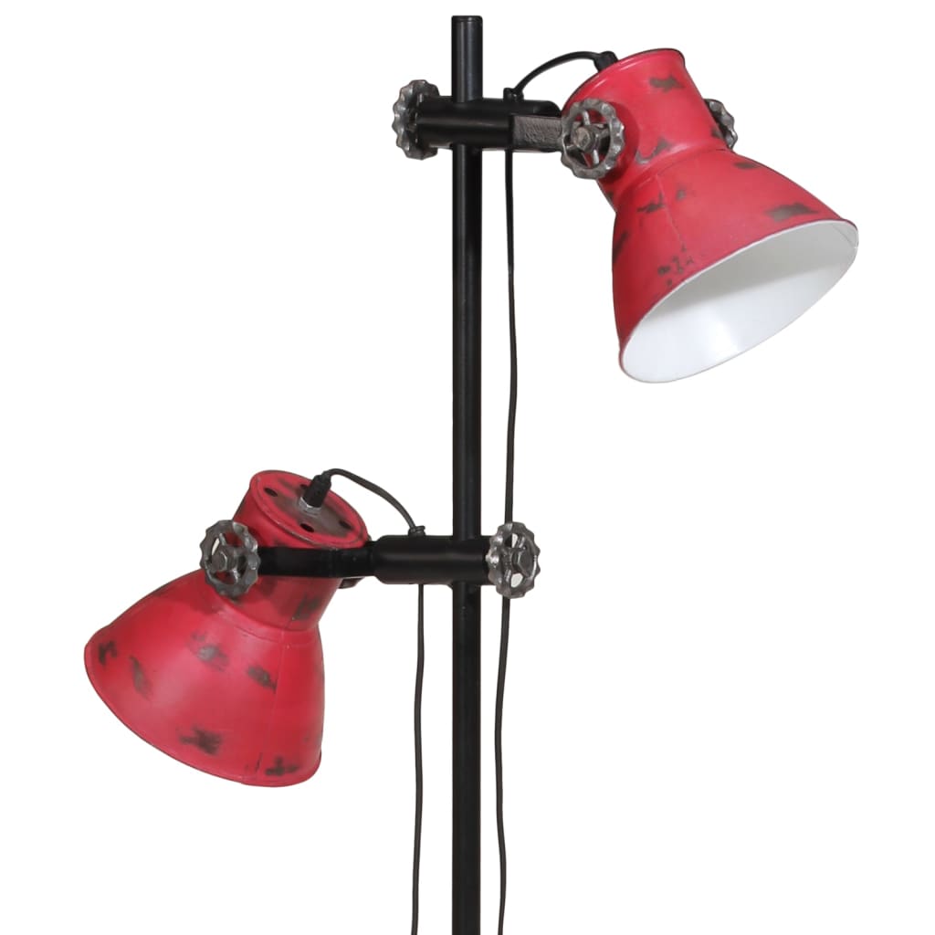 vidaXL Lampa stojąca, 25 W, postarzany czerwony, 25x25x90/160 cm, E27