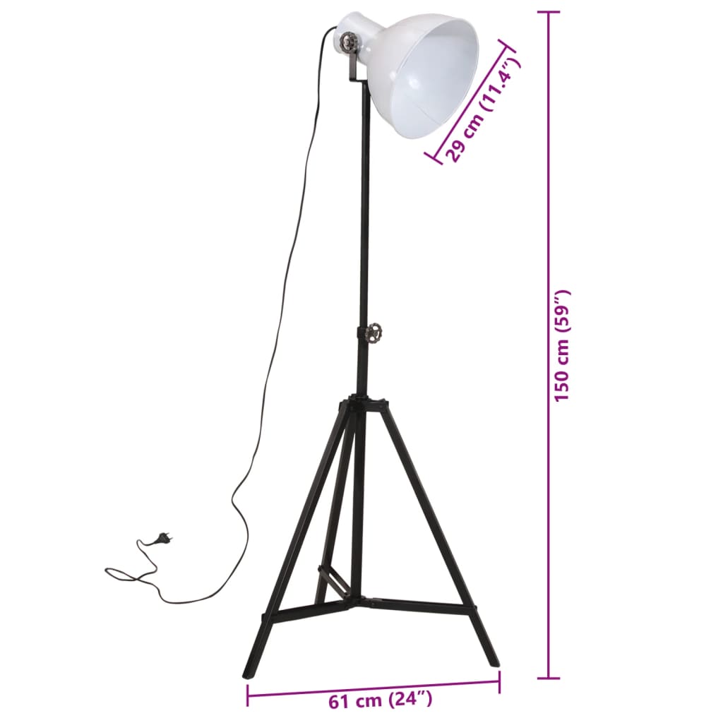vidaXL Lampa stojąca, 25 W, biała, 61x61x90/150 cm, E27