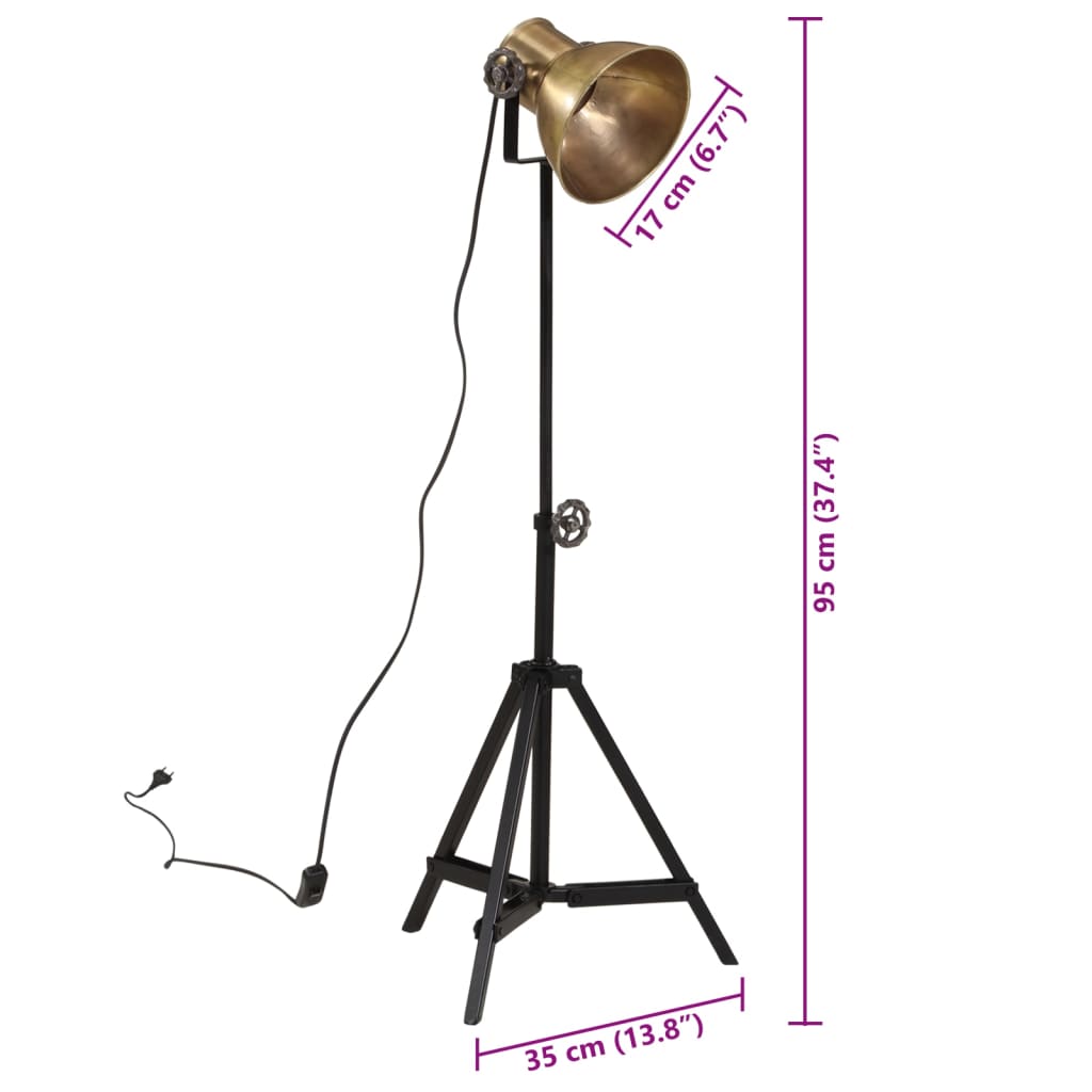 vidaXL Lampa stołowa, 25 W, antyczny mosiądz, 35x35x65/95 cm, E27