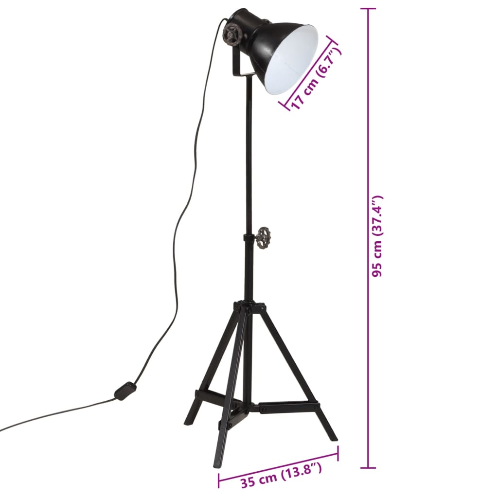 vidaXL Lampa stołowa, 25 W, czarna, 35x35x65/95 cm, E27